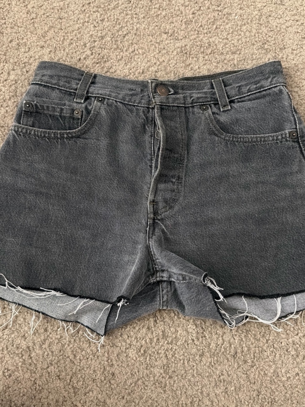 Vintage Levi’s Classic High-Rise Black Denim Cutoff Shorts